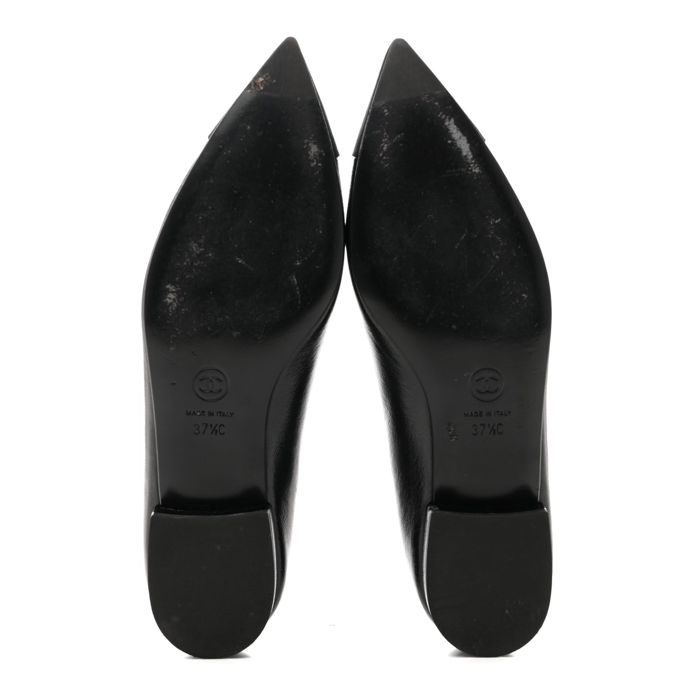 Shiny Lambskin Grosgrain Pearl Mary Jane Flats 37.5 Black