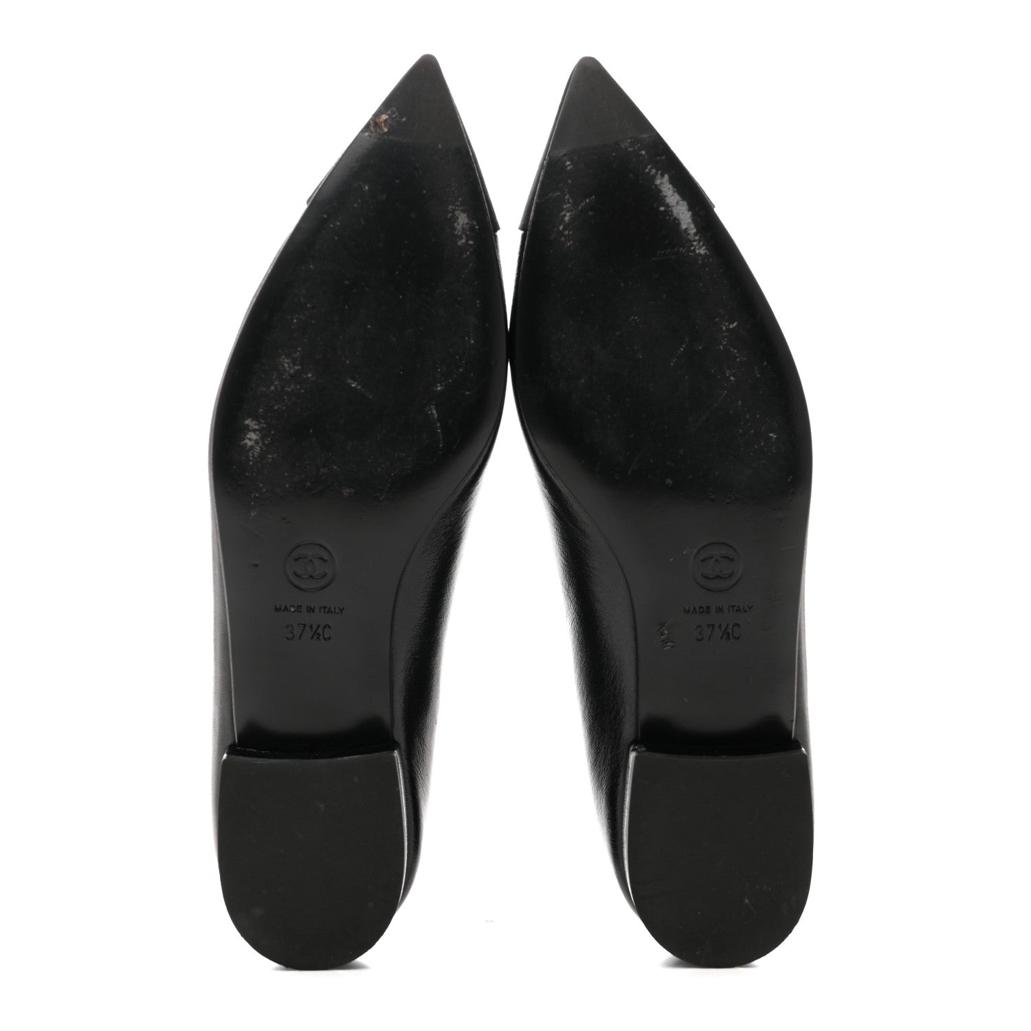 Chanel Shiny Lambskin Grosgrain Pearl Mary Jane Flats 37.5 Black 6 of 10