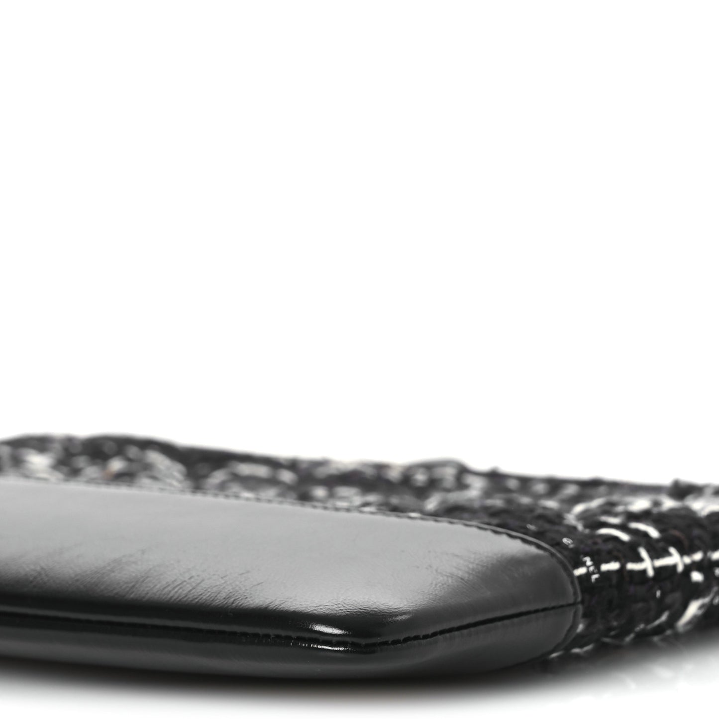 Tweed Calfskin Quilted Medium Cosmetic Pouch Black White
