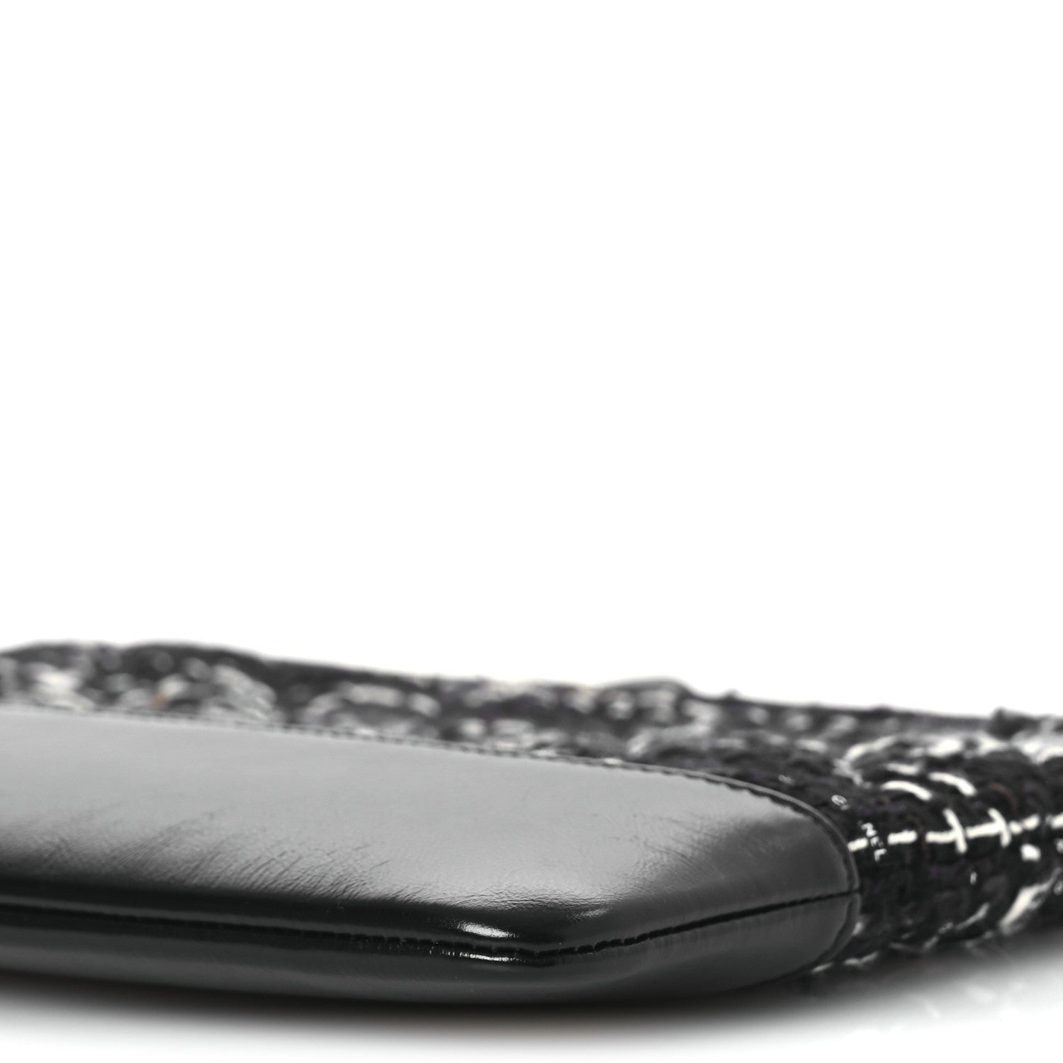 Chanel Tweed Calfskin Quilted Medium Cosmetic Pouch Black White 10 of 11