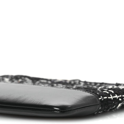Chanel Tweed Calfskin Quilted Medium Cosmetic Pouch Black White 10 of 11