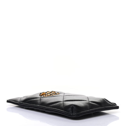 Chanel Goatskin Quilted Chanel 19 Flat Wallet Pouch Black 3 of 4