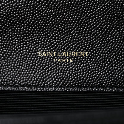 Saint Laurent Grain De Poudre Textured Mixed Matelasse Triquilt Small Monogram Satchel Black 6 of 9