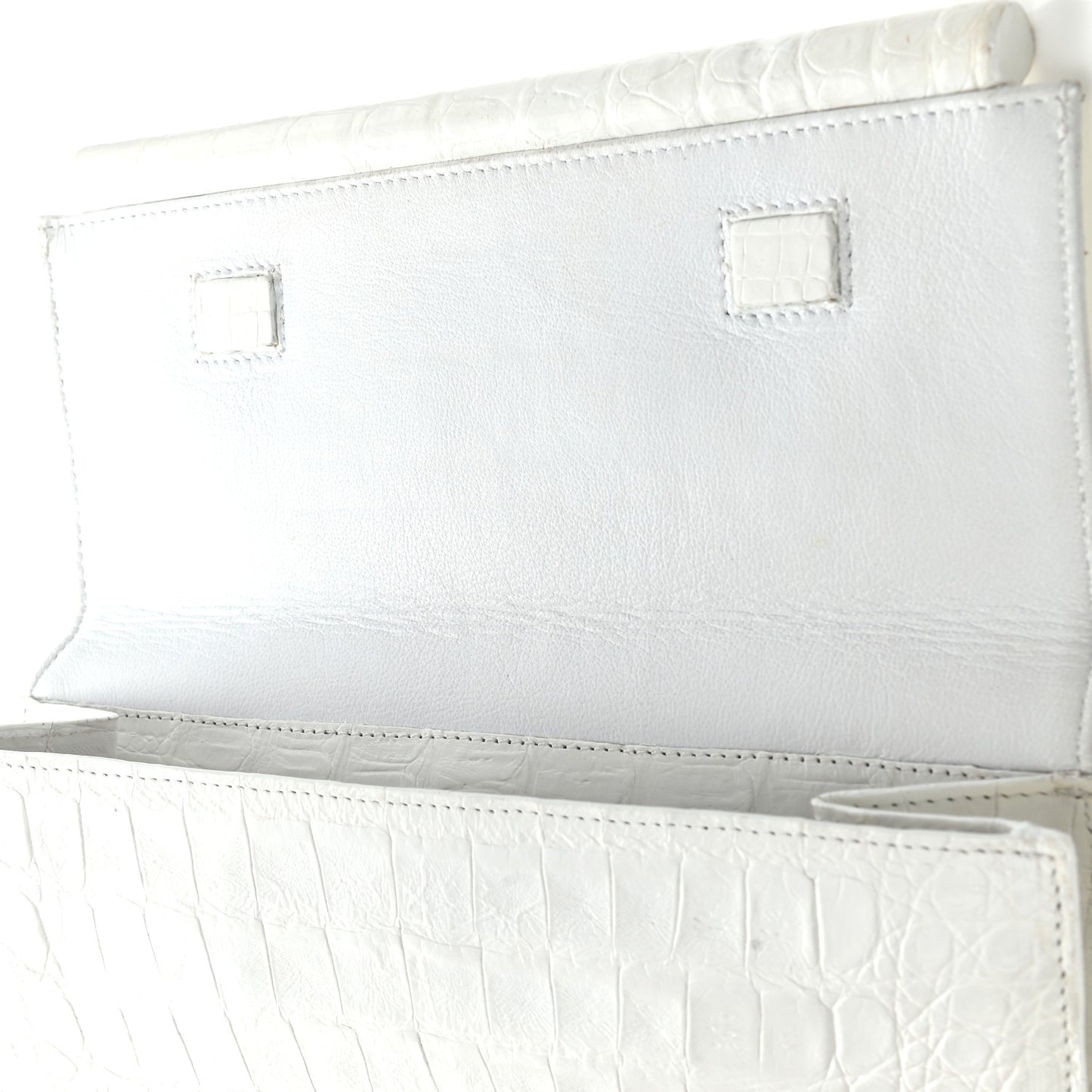 Crocodile Foldover Clutch White