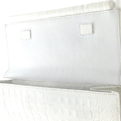 Nancy Gonzalez Crocodile Foldover Clutch White 9 of 13