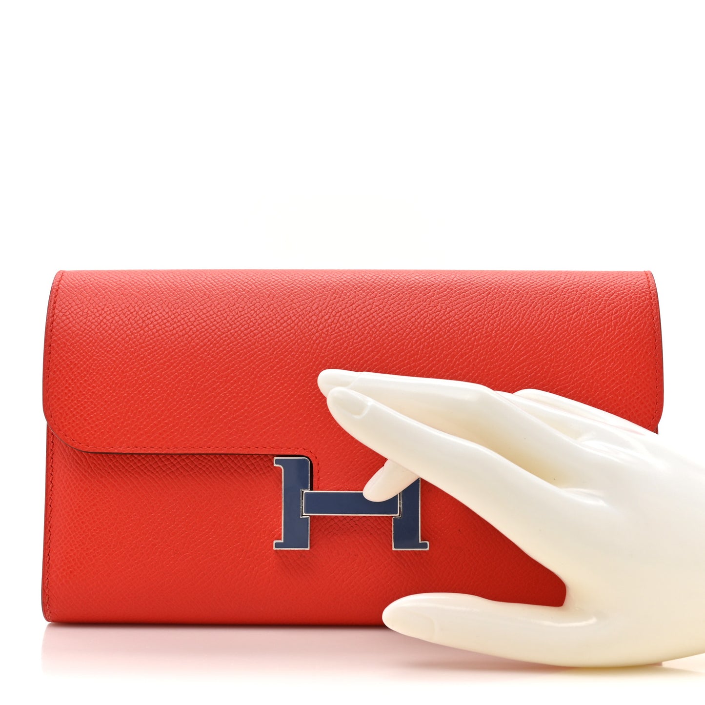 Epsom Enamel Constance Long Wallet Capucine Bleu Brighton
