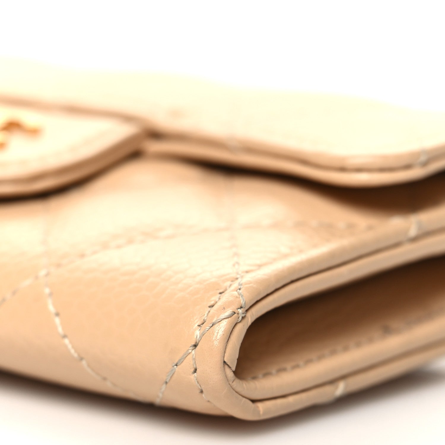 Chanel Caviar Quilted Flap Card Holder Wallet Beige 11 of 12