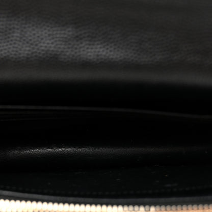 Saint Laurent Grain De Poudre Matelasse Chevron Monogram Envelope Chain Wallet Black 5 of 11