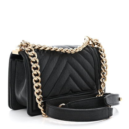 Chanel Caviar Chevron Quilted Small Boy Flap Black 3 of 10