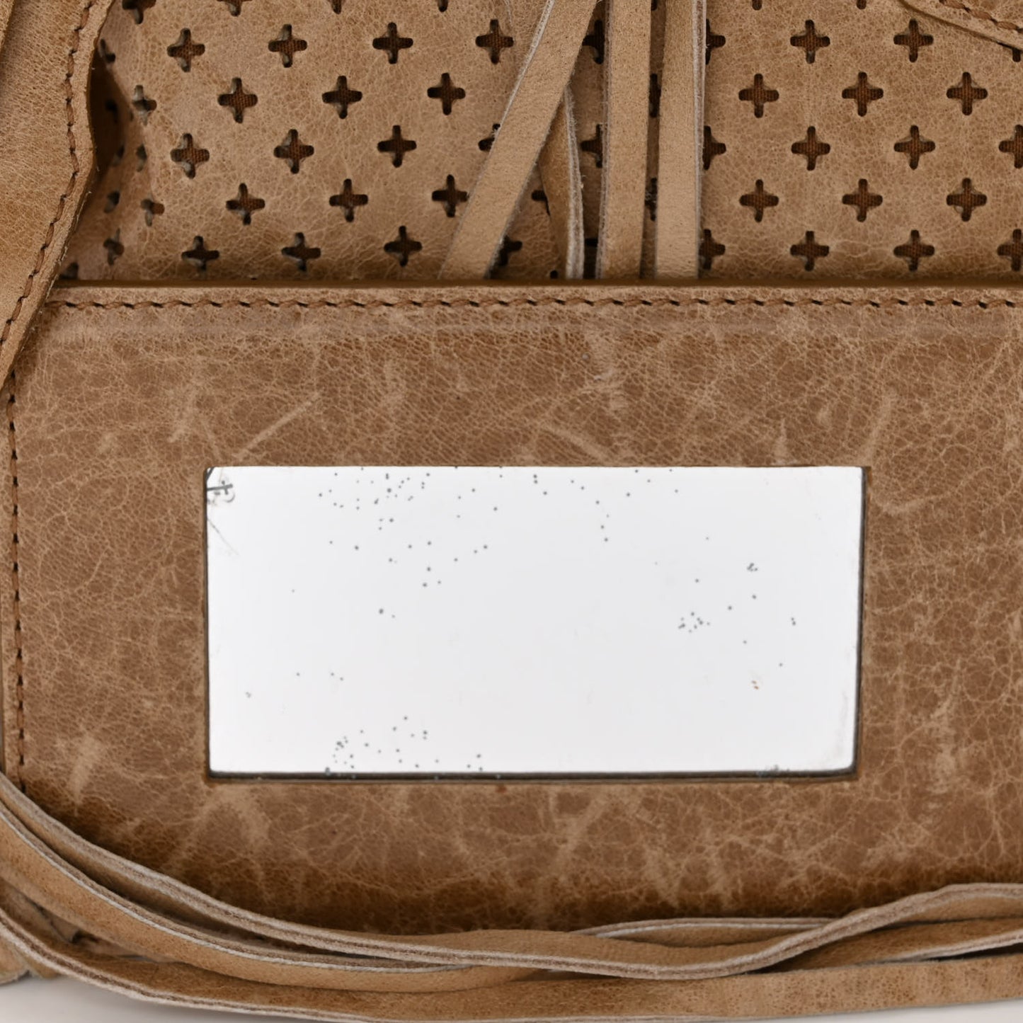 Agneau Laser Cut Cross Classic Gold Hardware City Beige Latte