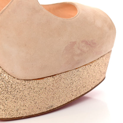 Christian Louboutin Suede Glitter Mini Martel 140 Pumps 36.5 Nude 10 of 10