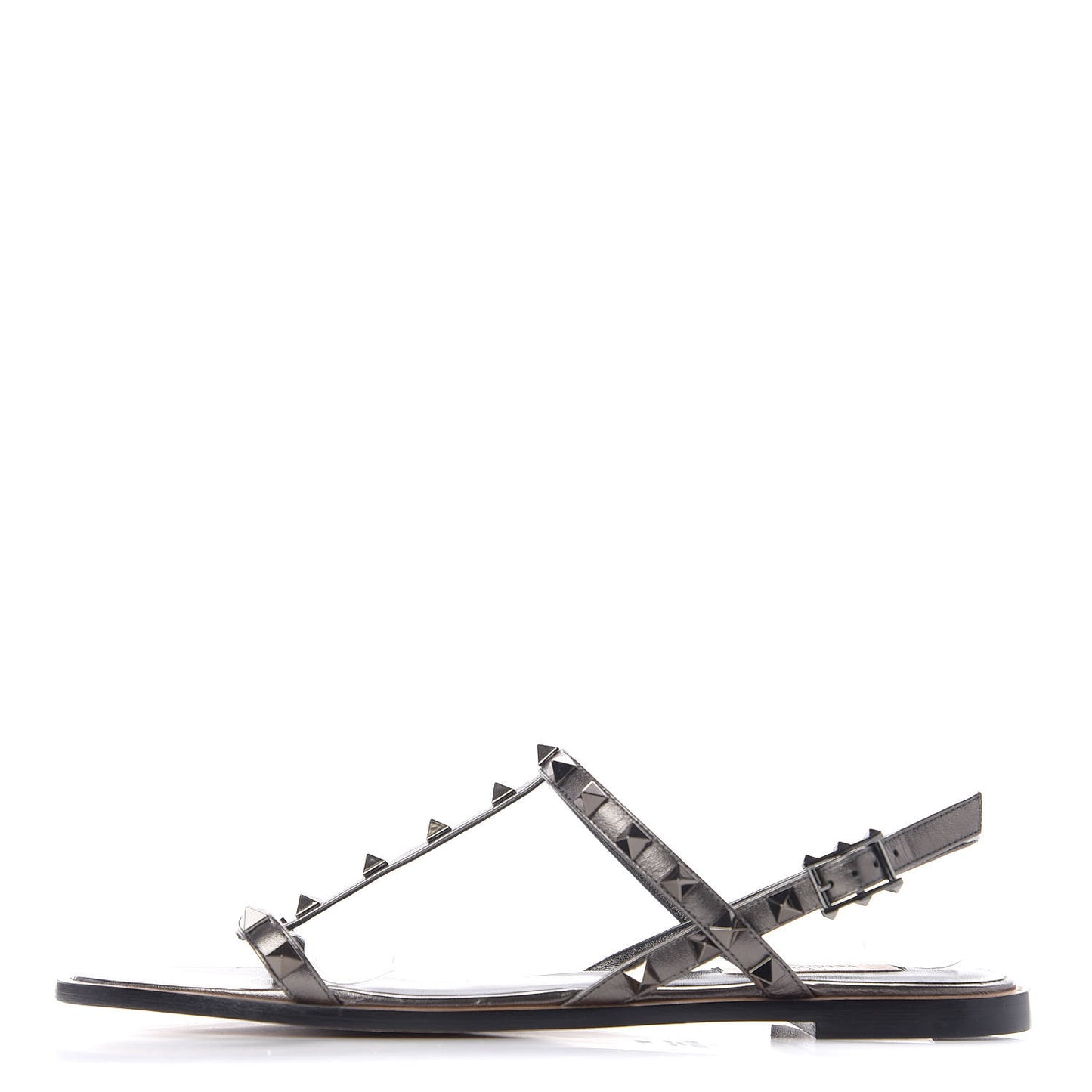 Metallic Nappa Rockstud T-Strap Slingback Flat Sandals 40.5 Rutenio