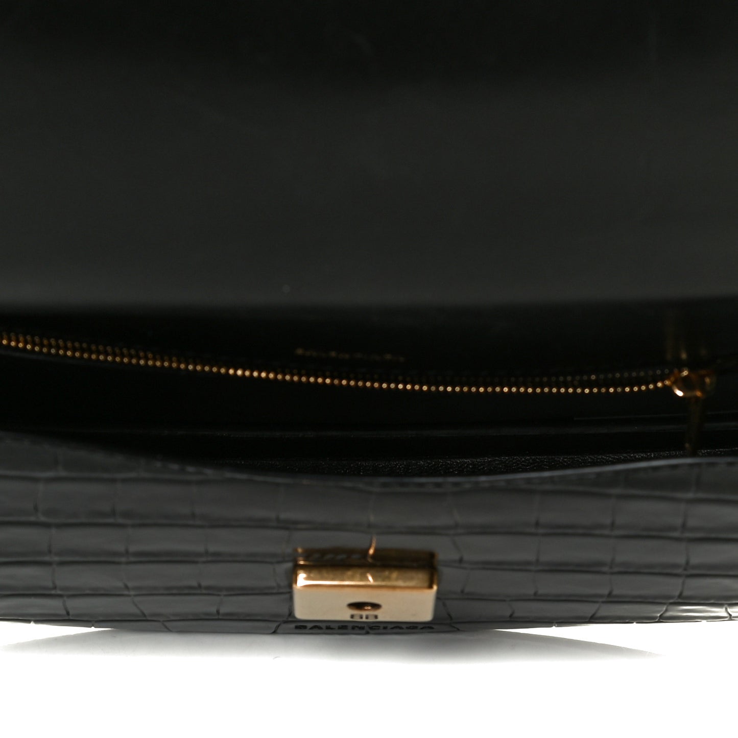 Shiny Calfskin Crocodile Embossed Ghost Sling Bag Black