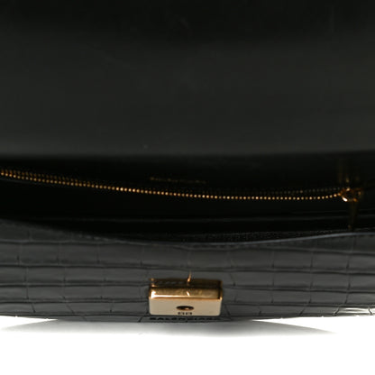 Balenciaga Shiny Calfskin Crocodile Embossed Ghost Sling Bag Black 4 of 6