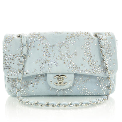Chanel Denim Quilted Swarovski Crystal Flap 10A 1 of 9