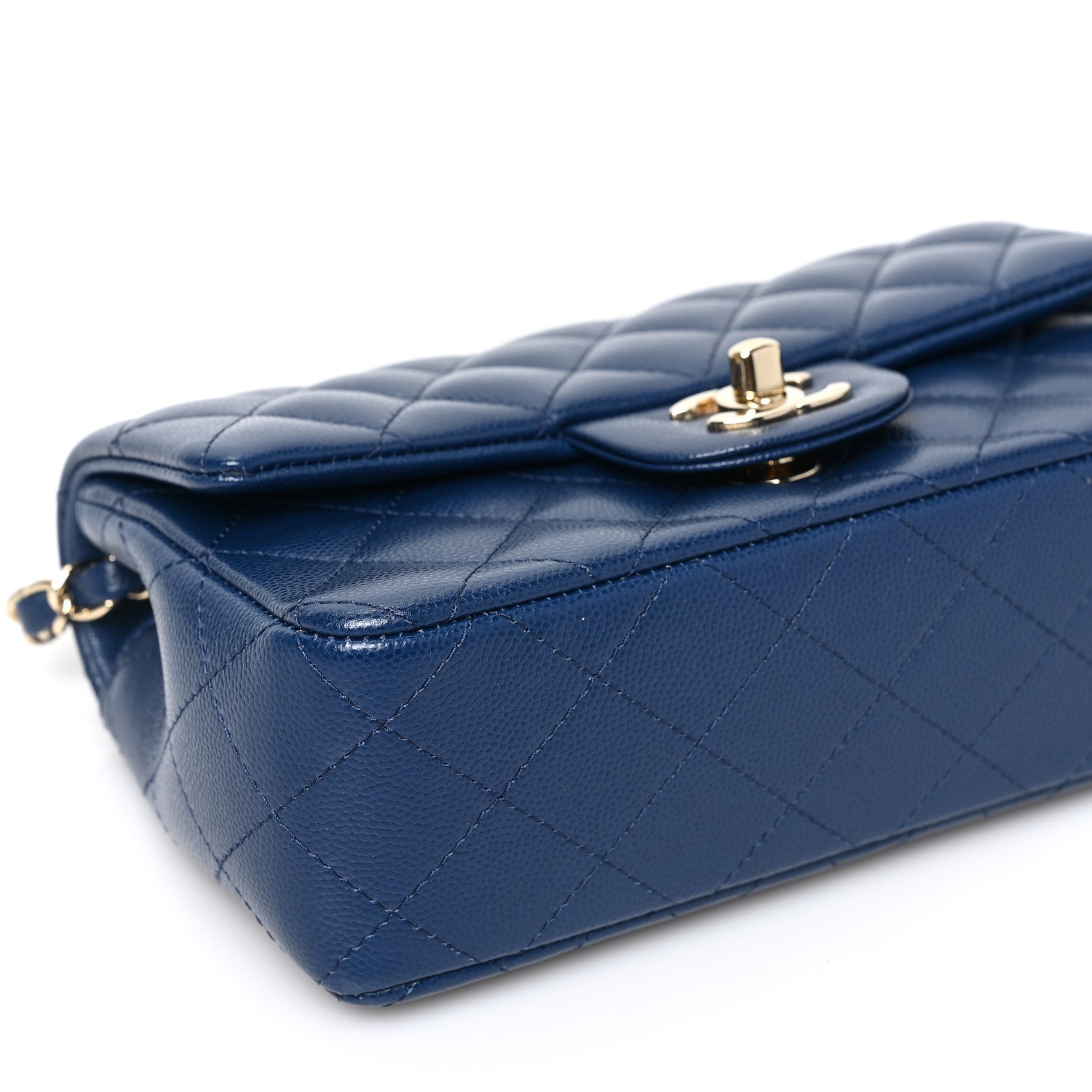 Chanel Caviar Quilted Mini Rectangular Flap Dark Blue 7 of 8