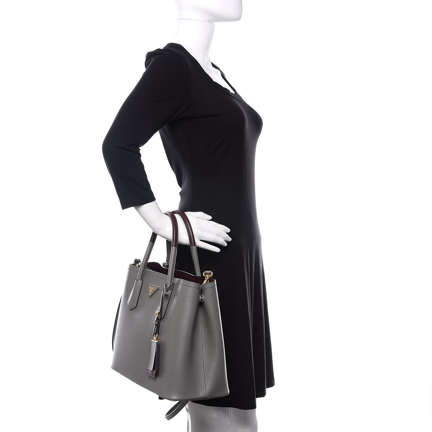 Prada Saffiano Cuir Medium Bi-Color Double Bag Marmo Granato 2 of 10