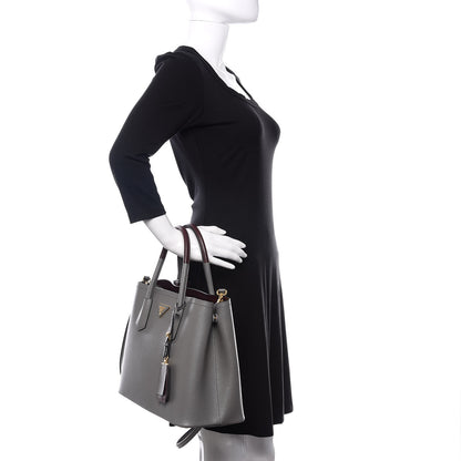 Prada Saffiano Cuir Medium Bi-Color Double Bag Marmo Granato 2 of 10