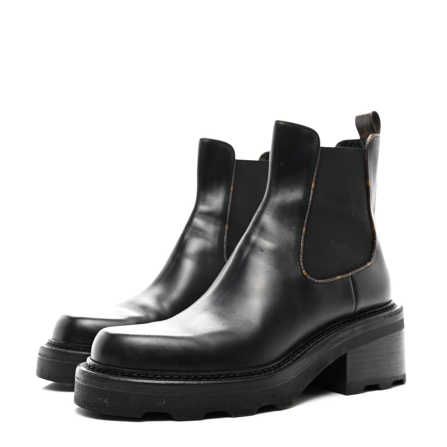 Louis Vuitton Calfskin Monogram Beaubourg Ankle Boots 40.5 Black 3 of 8