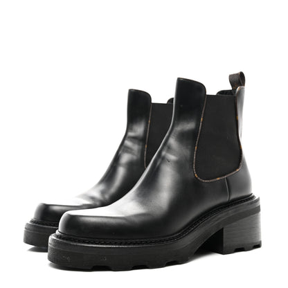 Louis Vuitton Calfskin Monogram Beaubourg Ankle Boots 40.5 Black 3 of 8
