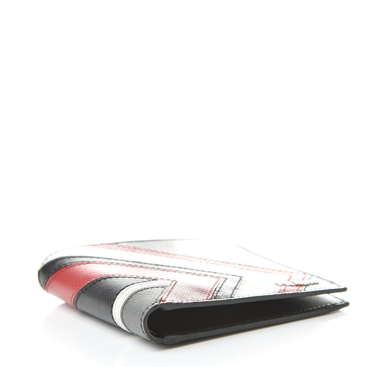 Prada Saffiano Surf Colorblock Bi-Fold Wallet Black Talco Fuoco 4 of 8