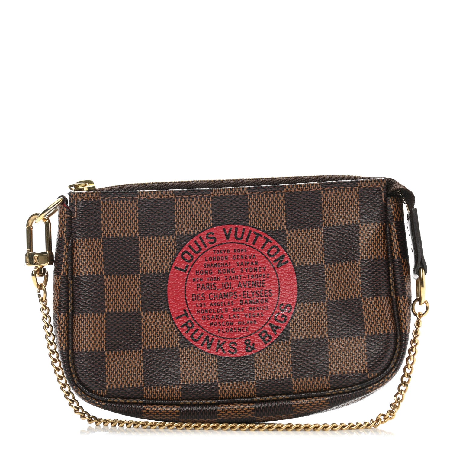 Louis Vuitton Damier Ebene Complice Trunks and Bags Mini Pochette Accessories Red 1 of 8