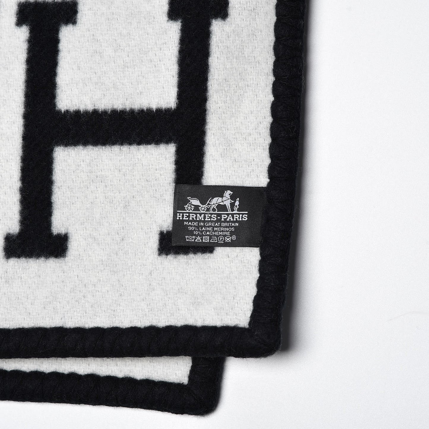Wool Cashmere Avalon III Blanket Ecru Black