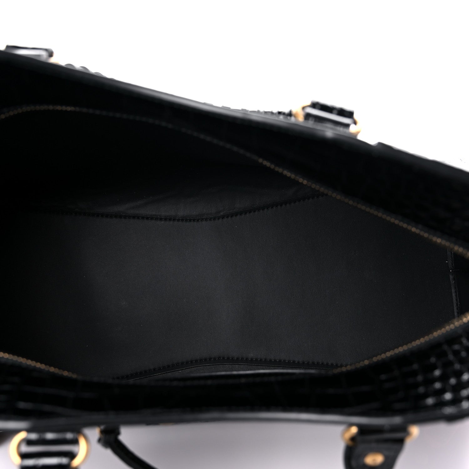 Balenciaga Shiny Supple Calfskin Crocodile Embossed Brass Hardware Neo Classic City Black 5 of 10