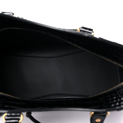 Balenciaga Shiny Supple Calfskin Crocodile Embossed Brass Hardware Neo Classic City Black 5 of 10