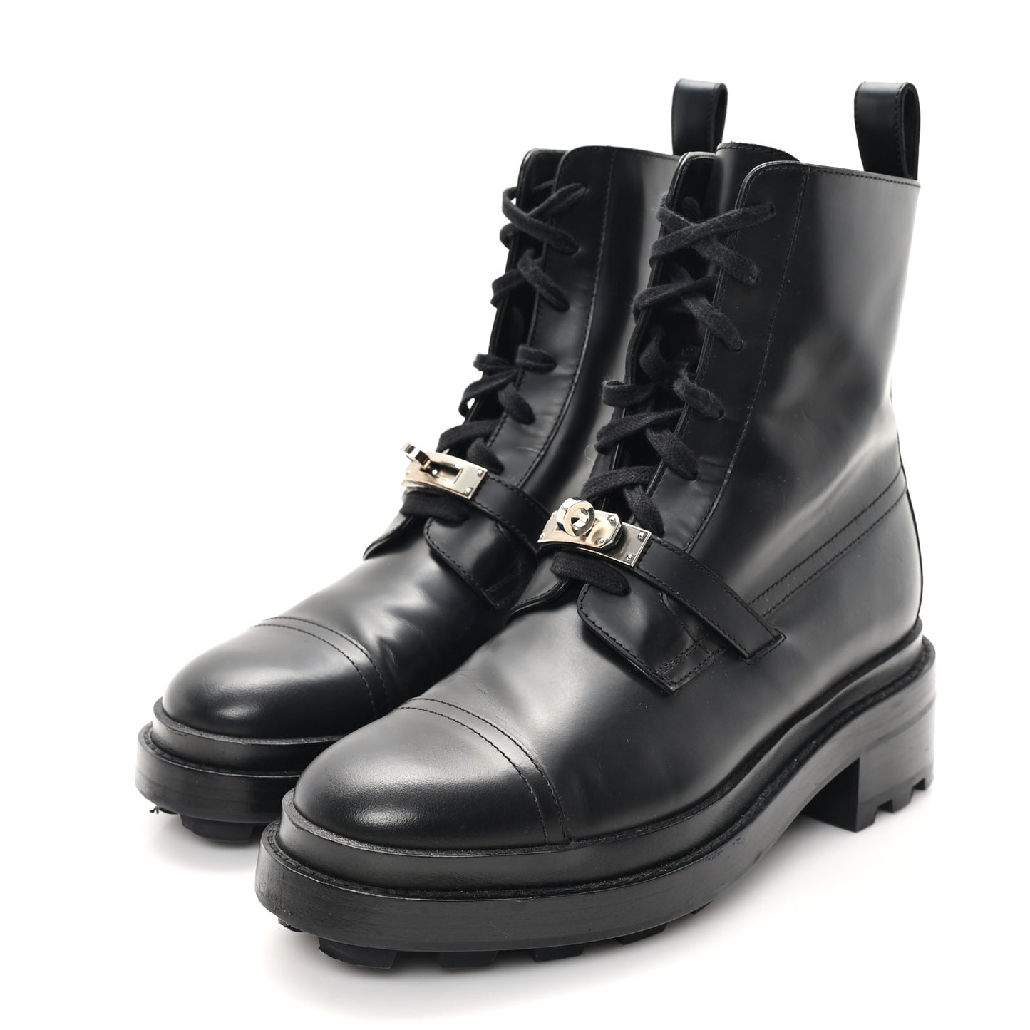 Glossed Calfskin Funk Ankle Boots 37 Black