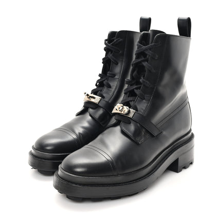 Hermes Glossed Calfskin Funk Ankle Boots 37 Black 4 of 10