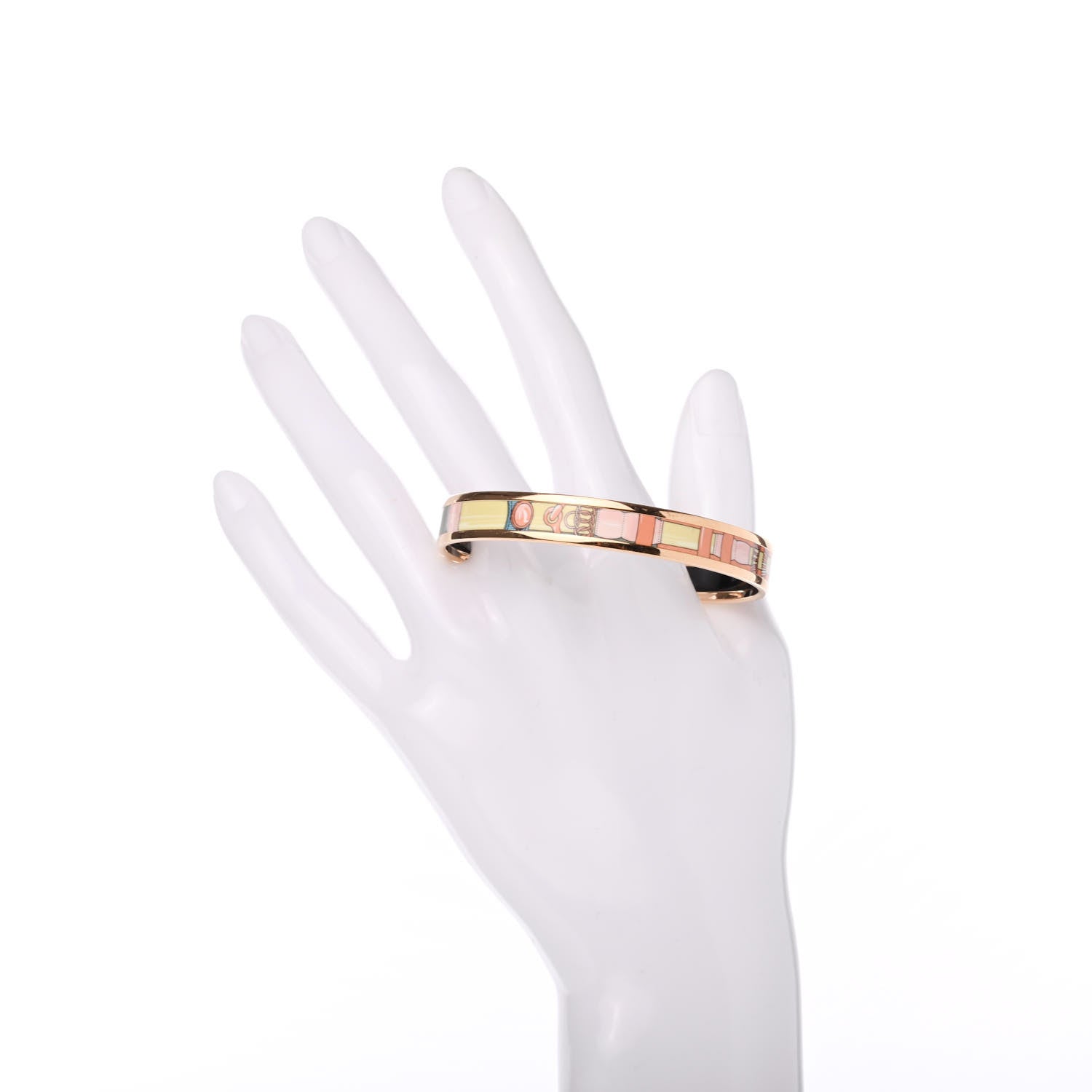 Hermes Enamel Printed Narrow Cavald'Or Bracelet 65 Romantique 2 of 7
