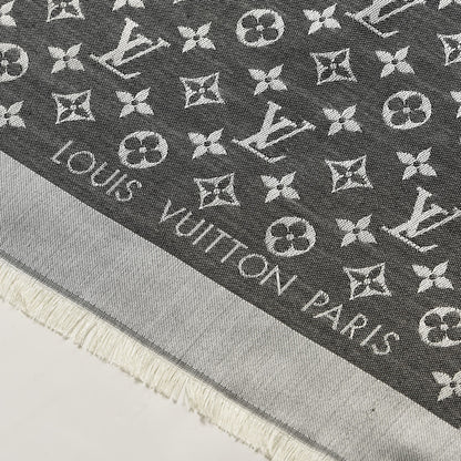 Louis Vuitton Wool Silk Monogram Denim Shawl Black 3 of 4