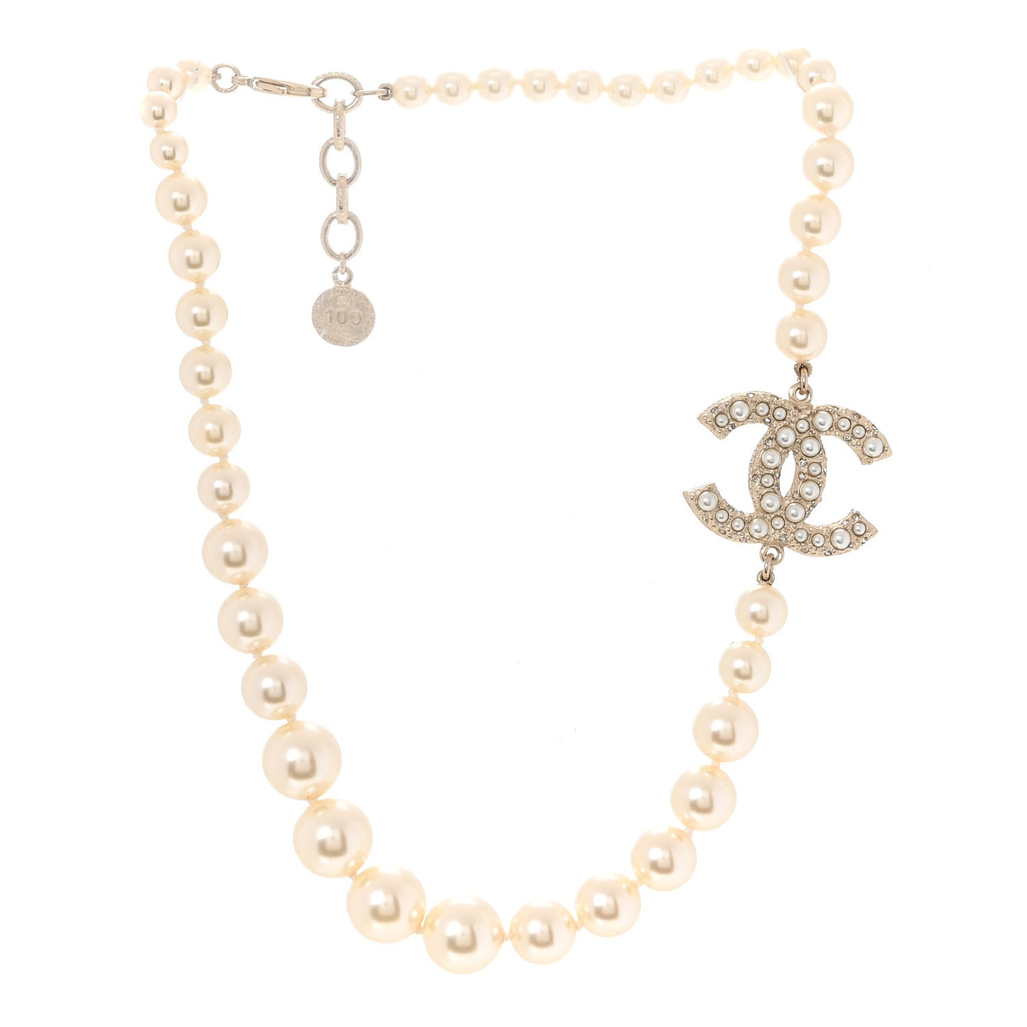 Pearl CC 100th Anniversary Necklace Light Gold