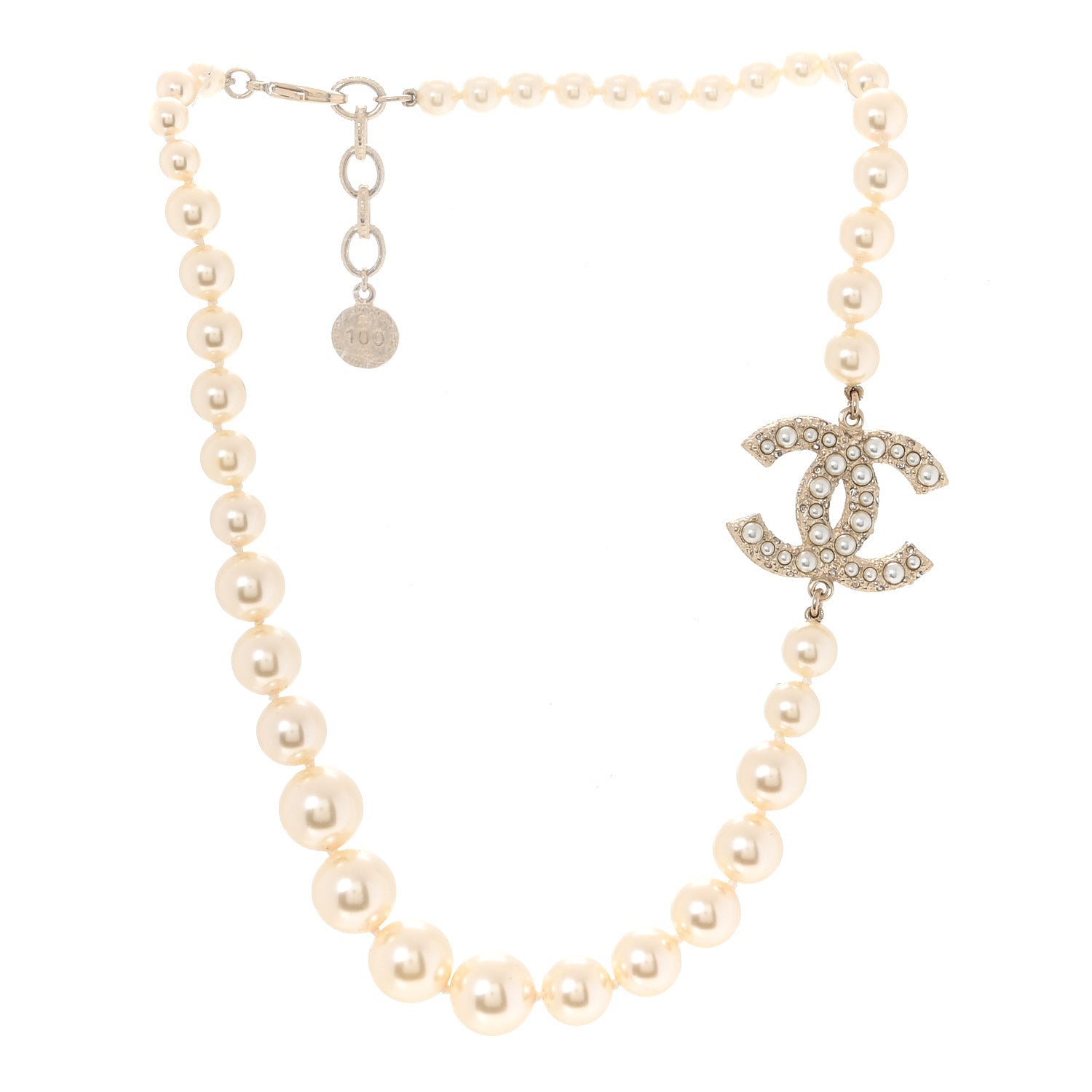 Chanel Pearl CC 100th Anniversary Necklace Light Gold 3 of 4