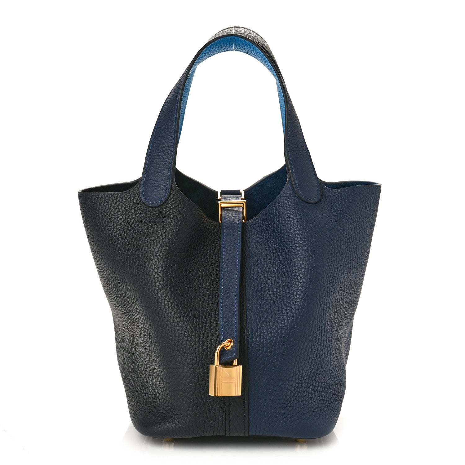Hermes Taurillon Clemence Casaque Picotin Lock 18 PM Bleu Nuit Black Blue Frida 1 of 8
