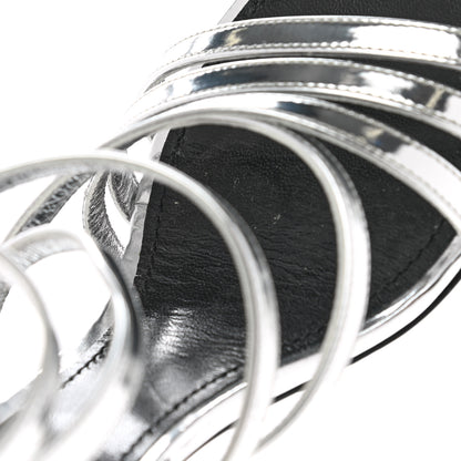 Louis Vuitton Metallic Patent Crystal Silhouette Criss Cross Sandals 39 Silver 8 of 8