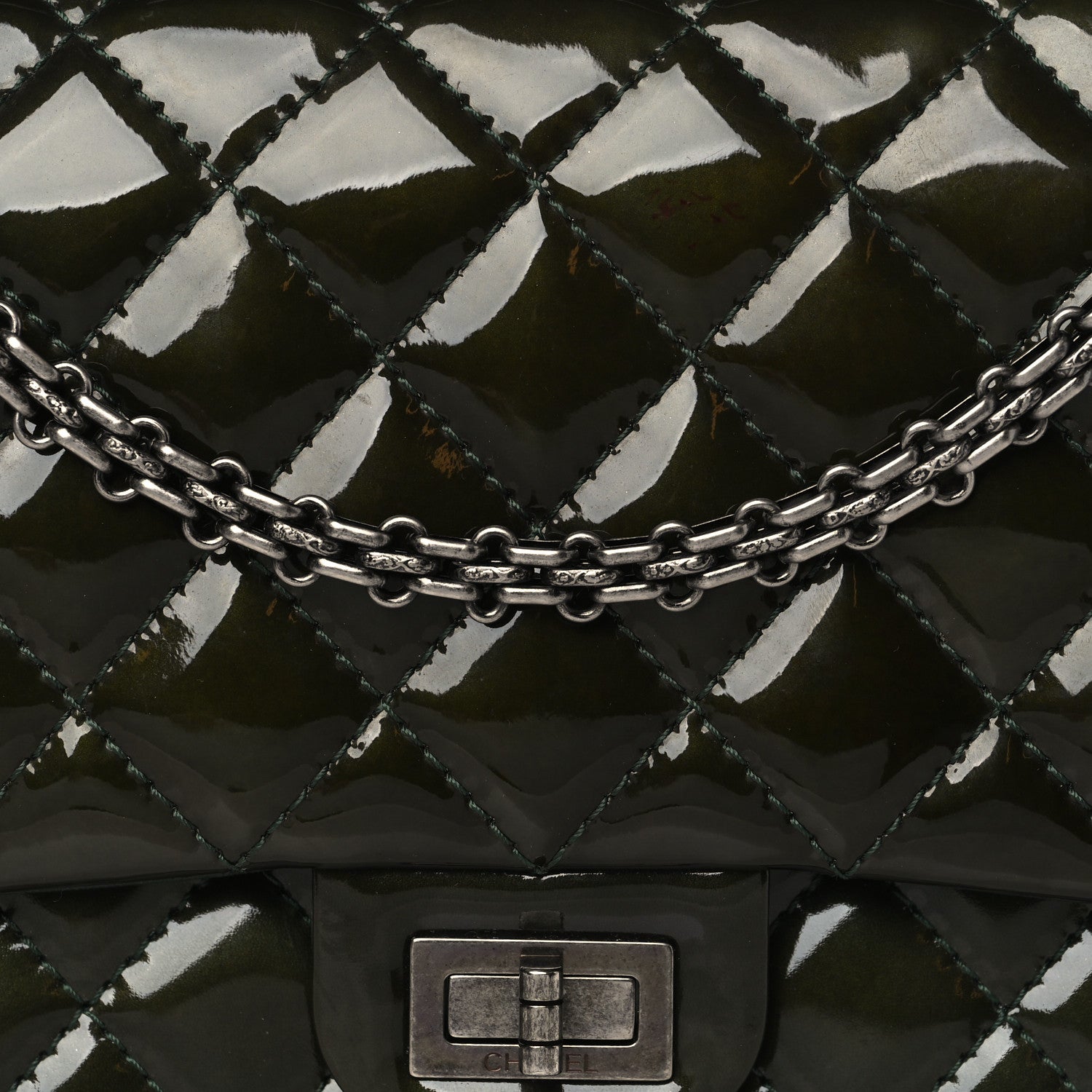 Chanel Patent Quilted 2.55 Reissue 226 Flap Green 8 of 12
