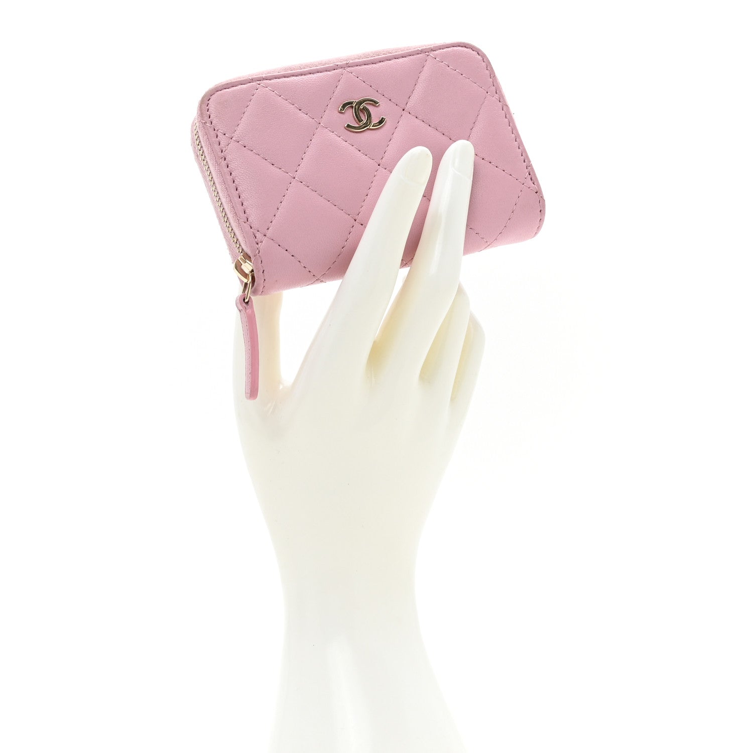 Chanel Iridescent Calfskin Quilted Zip Coin Purse Wallet Light Pink 2 of 16