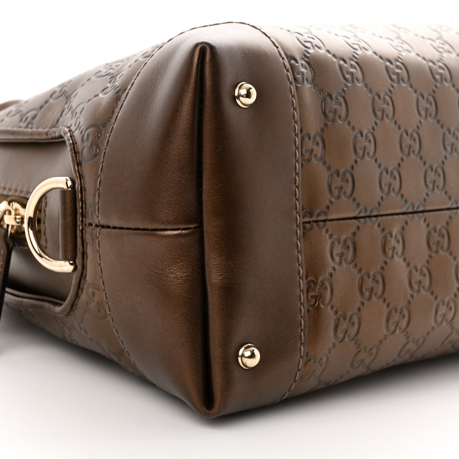 Gucci Metallic Guccissima Heart Bit Charm Dome Satchel Bronze 9 of 13
