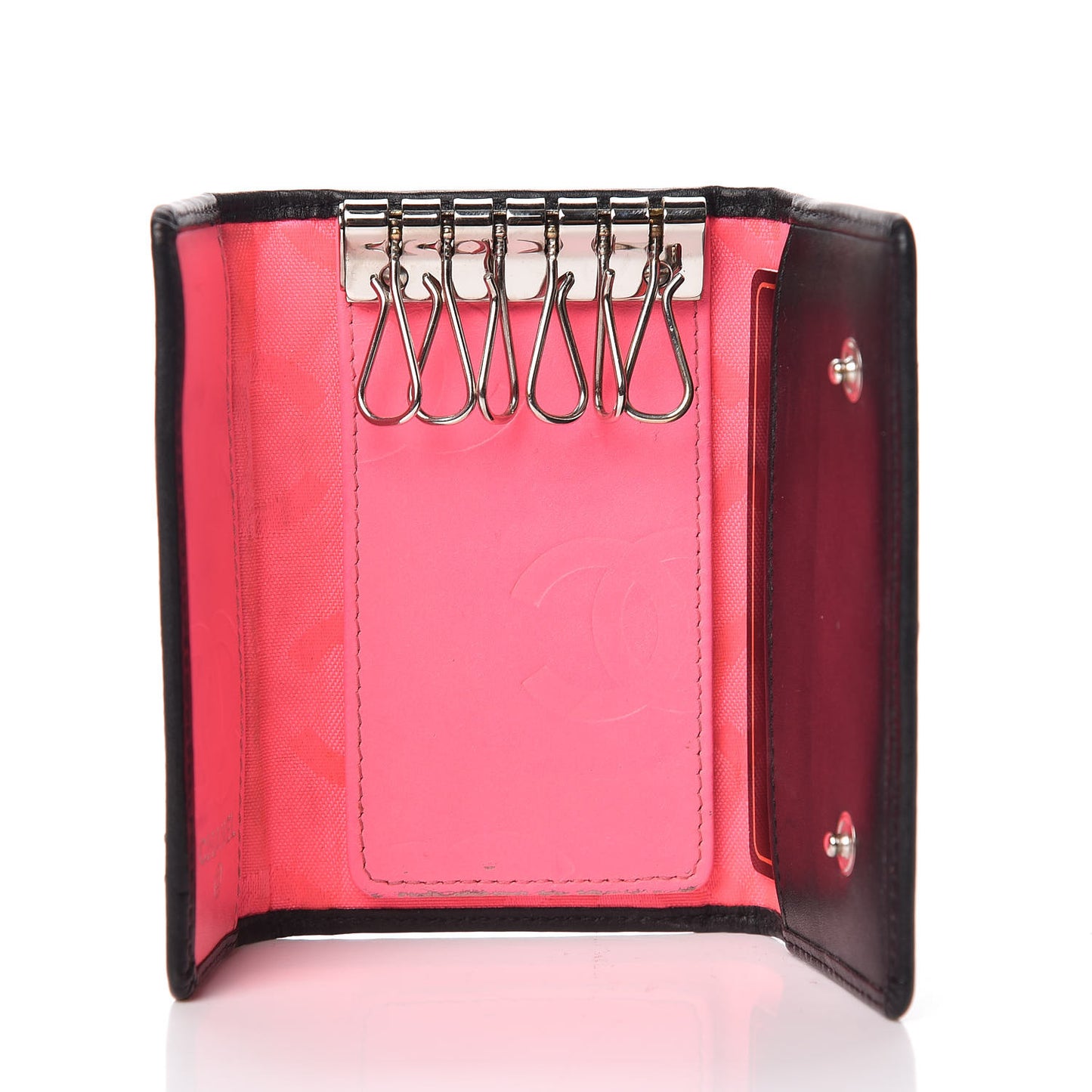 Calfskin Quilted Cambon 6 Key Holder Black