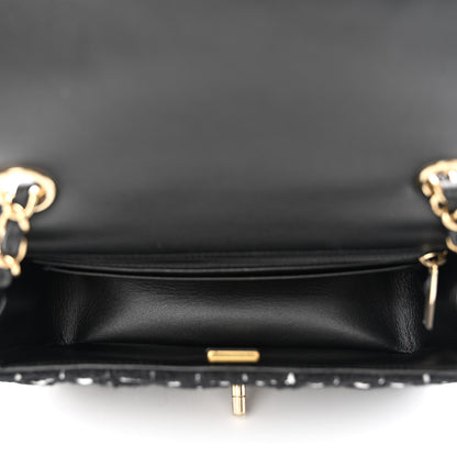 Chanel Tweed Quilted Mini Rectangular Flap Black White 5 of 11