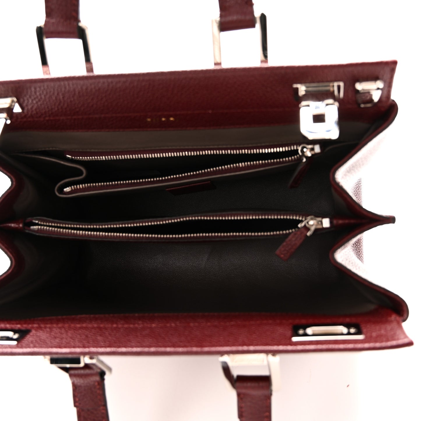 Grainy Calfskin Small Zumi Top Handle Bag Vintage Bordeaux