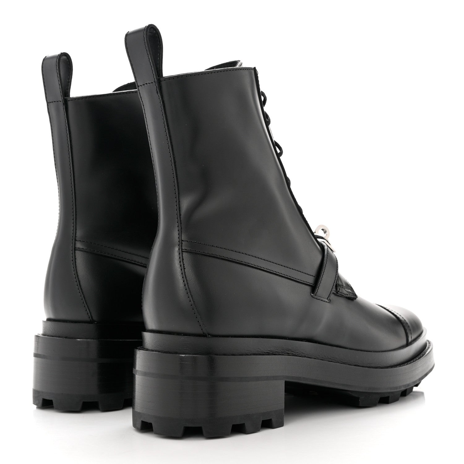 Hermes Glossed Calfskin Funk Ankle Boots 37.5 Black 4 of 9