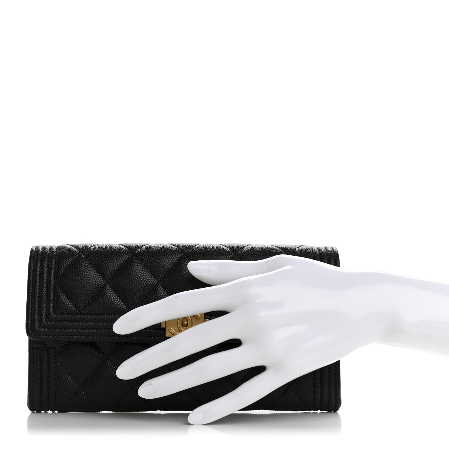 Chanel Caviar Quilted Large Boy Gusset Flap Wallet Black 2 of 9