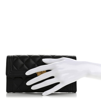 Chanel Caviar Quilted Large Boy Gusset Flap Wallet Black 2 of 9