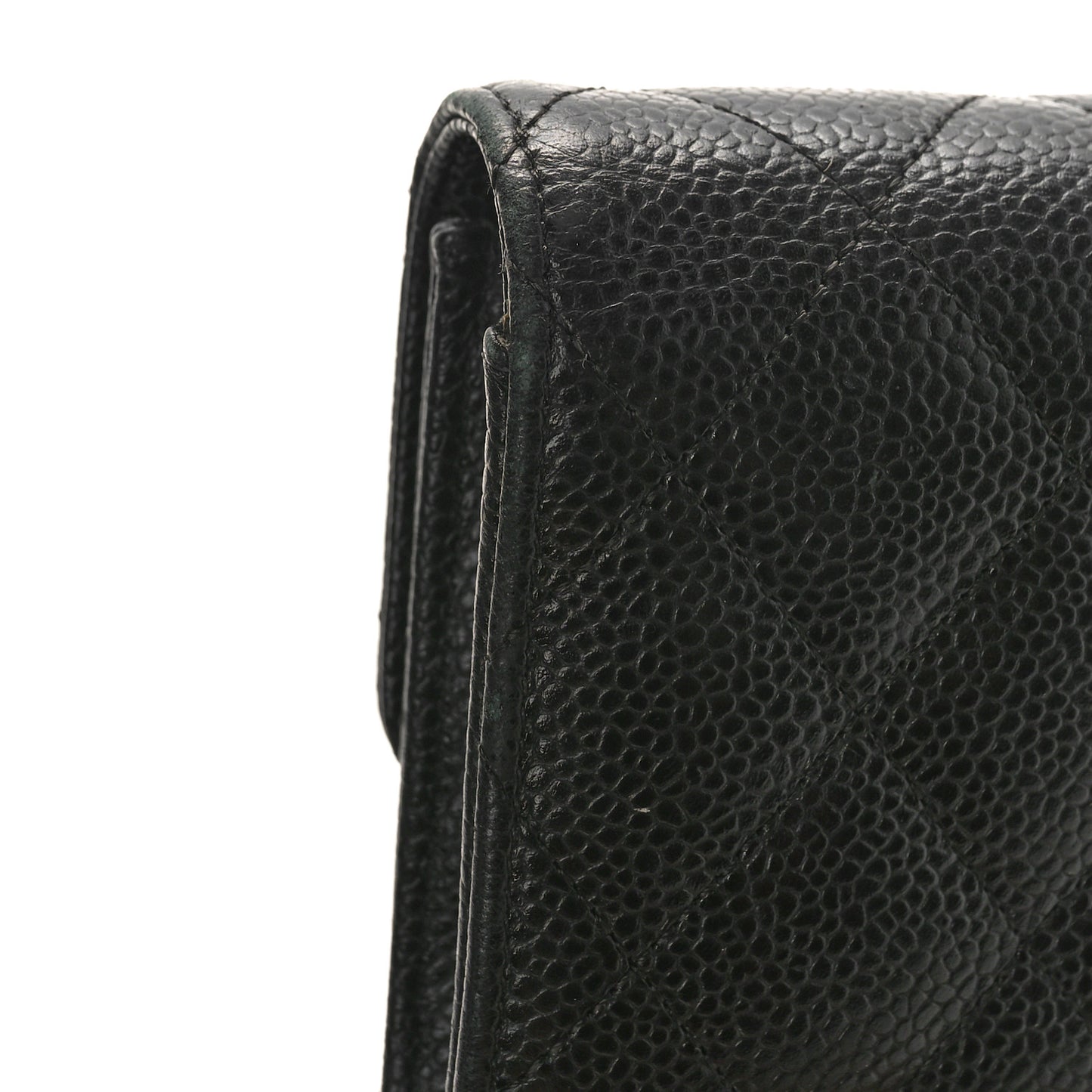 Caviar Quilted Long Flap Wallet Black