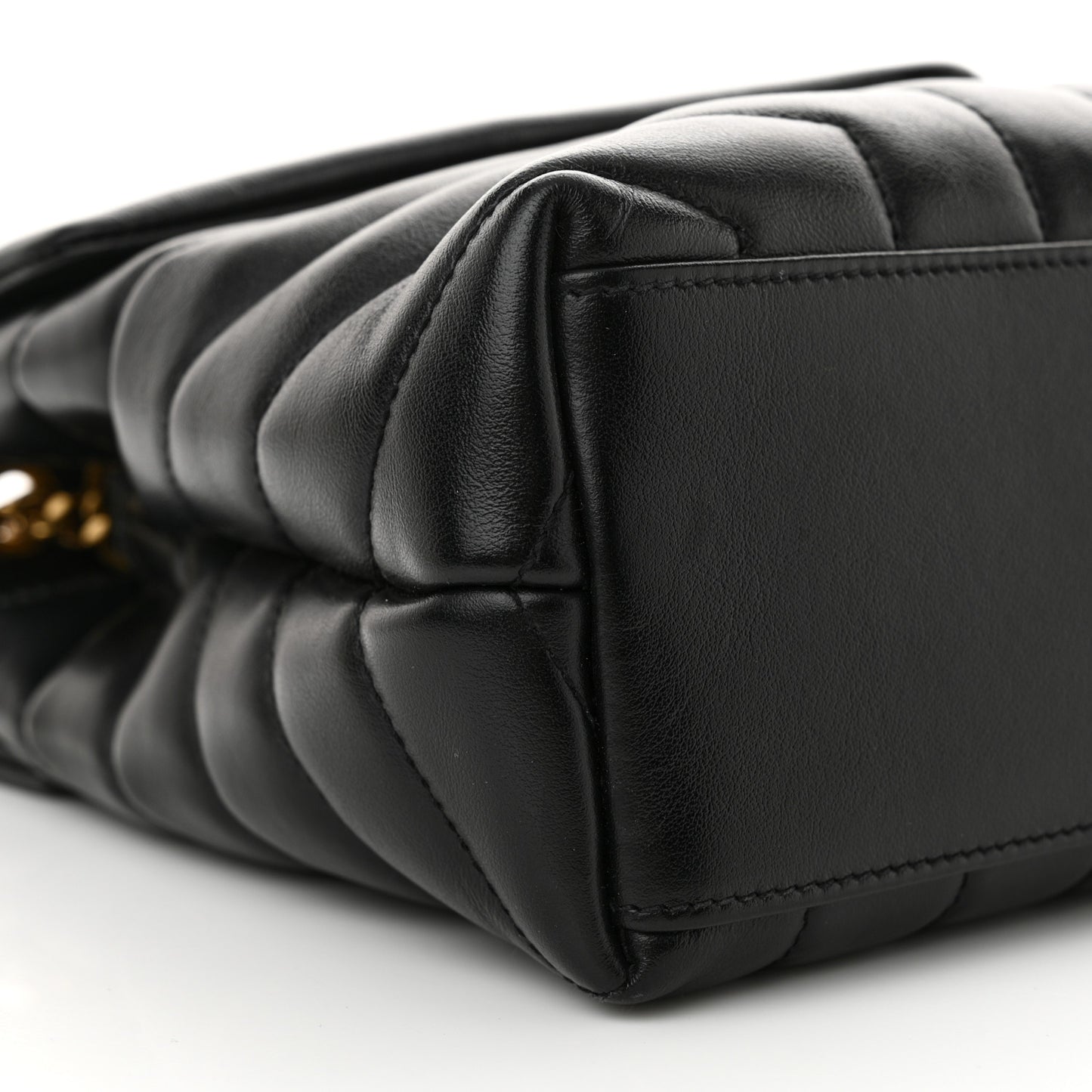 Calfskin Y Quilted Monogram Small Loulou Chain Satchel Black