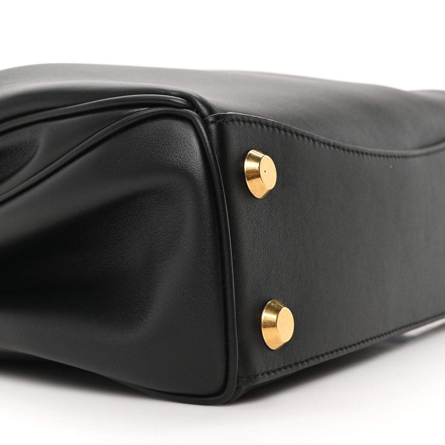 Natural Smooth Calfskin Small Rodeo Top Handle Handbag Black