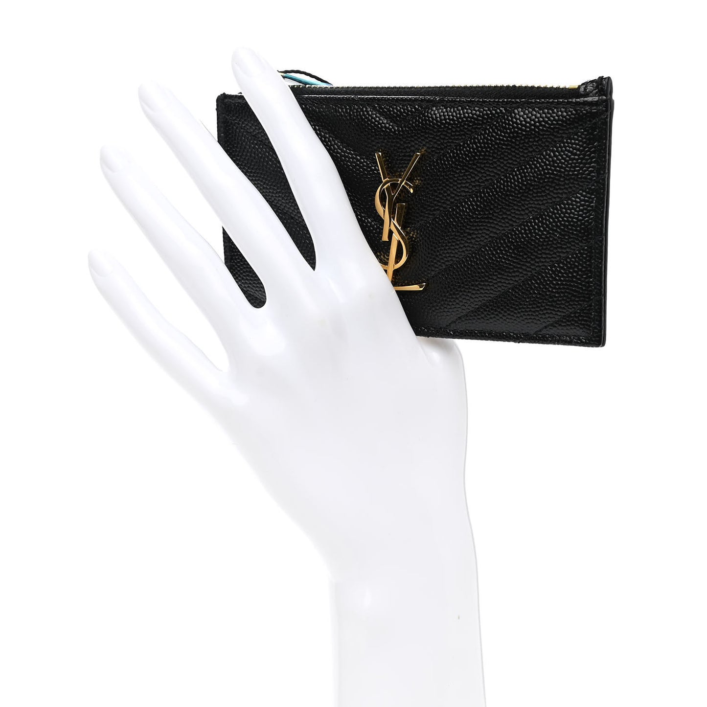 Grain De Poudre Matelasse Chevron Monogram Fragments Zippered Card Case Black